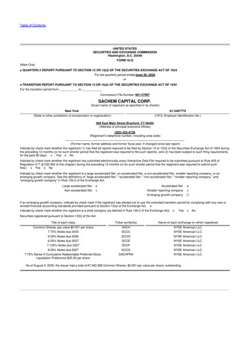 Thumbnail Sachem Capital
 10-Q Quarterly Report FY 