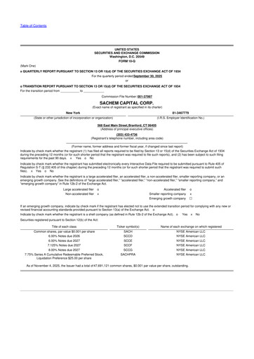 Thumbnail Sachem Capital
 10-Q Quarterly Report FY 
