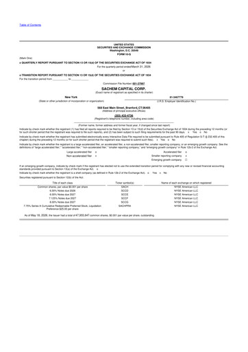 Thumbnail Sachem Capital
 10-Q Quarterly Report FY 