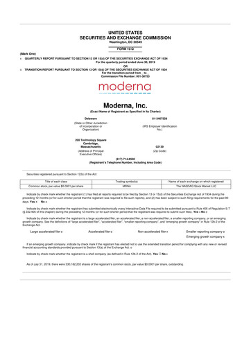 Thumbnail Moderna
 10-Q Quarterly Report FY2019 