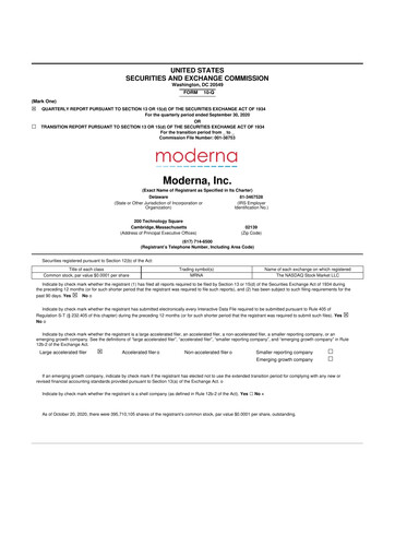 Thumbnail Moderna
 10-Q Quarterly Report FY2020 