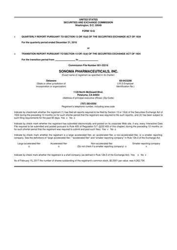 Thumbnail Sonoma Pharmaceuticals 10-Q Quarterly Report FY2017 