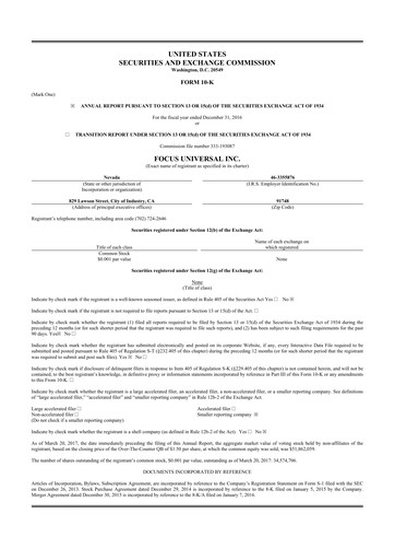 Thumbnail Focus Universal 10-K Annual Report 2016