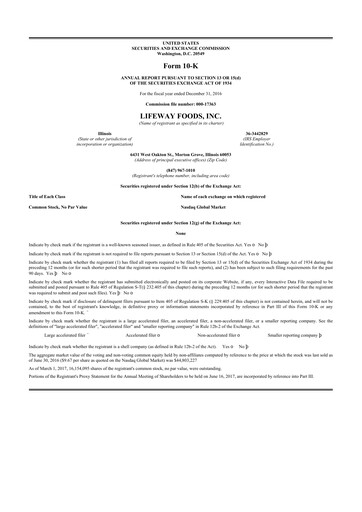 Thumbnail Lifeway Foods
 10-K Annual Report 2016