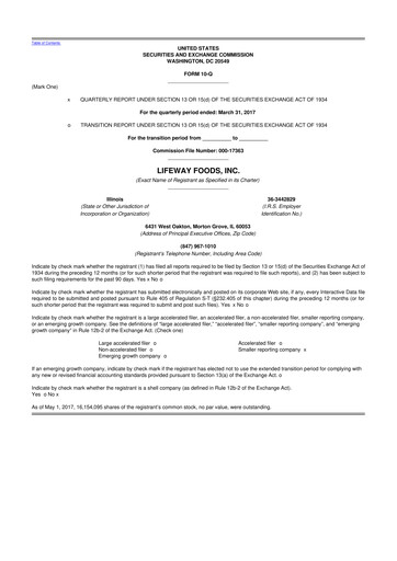 Thumbnail Lifeway Foods
 10-Q Quarterly Report FY2017 