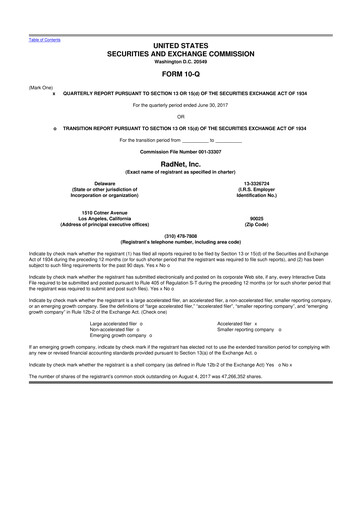 Thumbnail RadNet 10-Q Quarterly Report FY2017 