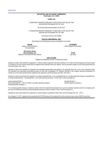 Thumbnail Focus Universal 10-Q Quarterly Report FY2017 