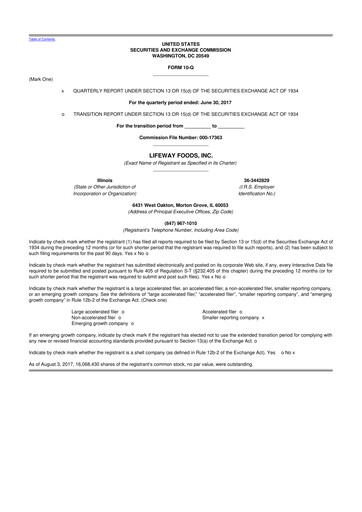 Thumbnail Lifeway Foods
 10-Q Quarterly Report FY2017 