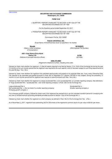 Thumbnail Focus Universal 10-Q Quarterly Report FY2017 