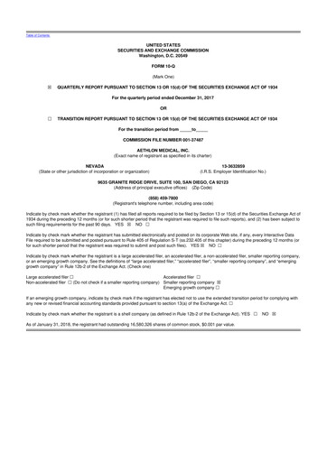 Thumbnail Aethlon Medical
 10-Q Quarterly Report FY2018 
