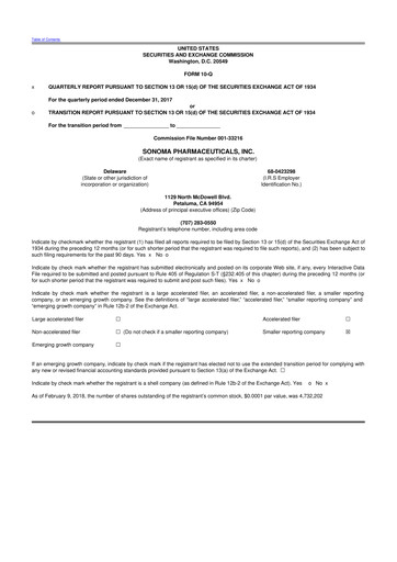 Thumbnail Sonoma Pharmaceuticals 10-Q Quarterly Report FY2018 