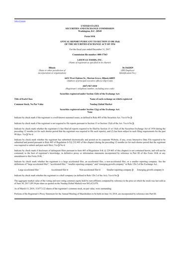 Thumbnail Lifeway Foods
 10-K Annual Report 2017