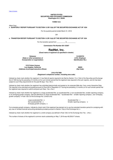 Thumbnail RadNet 10-Q Quarterly Report FY2018 