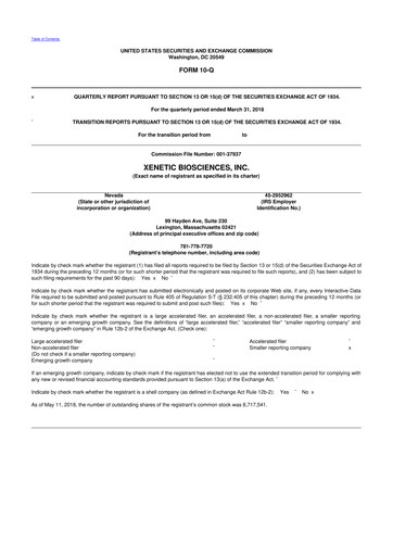 Thumbnail Xenetic Biosciences 10-Q Quarterly Report FY2018 