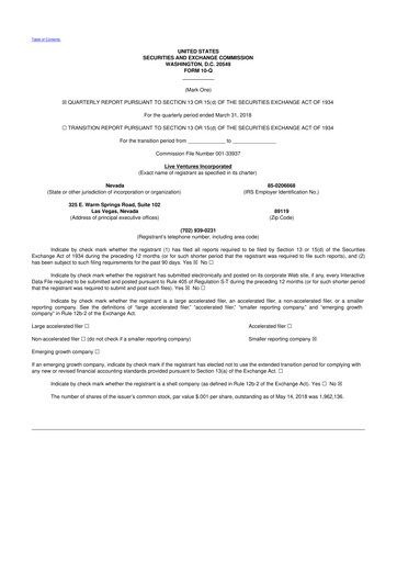Thumbnail Live Ventures 10-Q Quarterly Report FY2018 