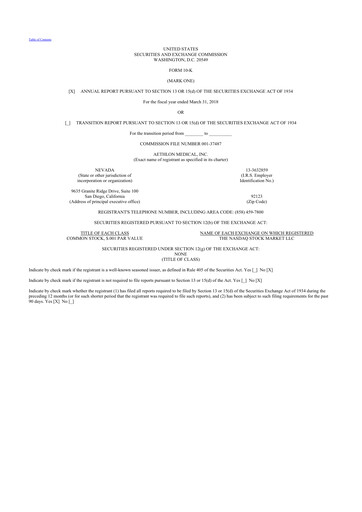 Thumbnail Aethlon Medical
 10-K Annual Report 2018