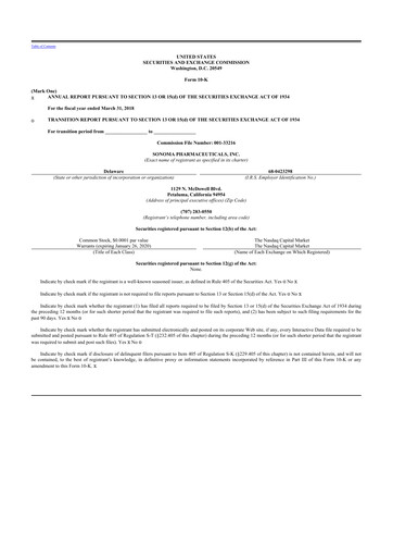 Thumbnail Sonoma Pharmaceuticals 10-K Annual Report 2018