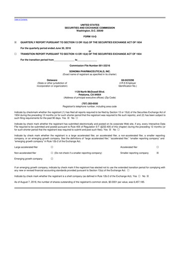 Thumbnail Sonoma Pharmaceuticals 10-Q Quarterly Report FY2019 