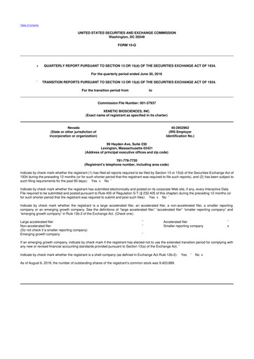 Thumbnail Xenetic Biosciences 10-Q Quarterly Report FY2018 