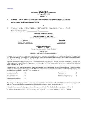 Thumbnail Sonoma Pharmaceuticals 10-Q Quarterly Report FY2019 
