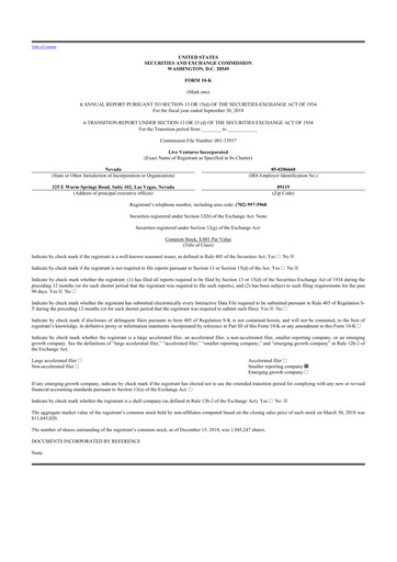 Thumbnail Live Ventures 10-K Annual Report 2018