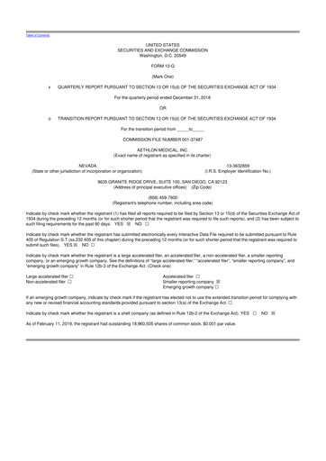 Thumbnail Aethlon Medical
 10-Q Quarterly Report FY2019 