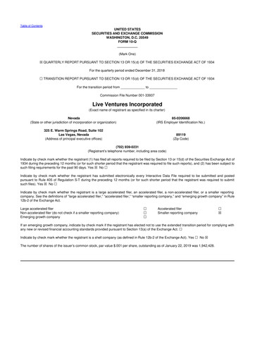 Thumbnail Live Ventures 10-Q Quarterly Report FY2019 