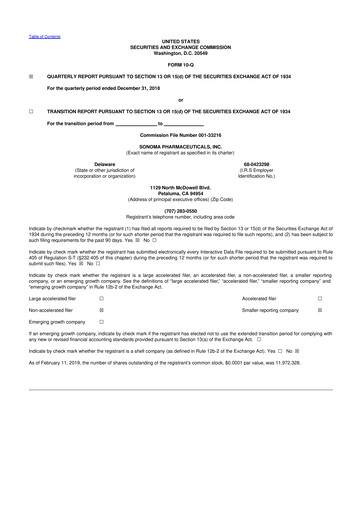 Thumbnail Sonoma Pharmaceuticals 10-Q Quarterly Report FY2019 