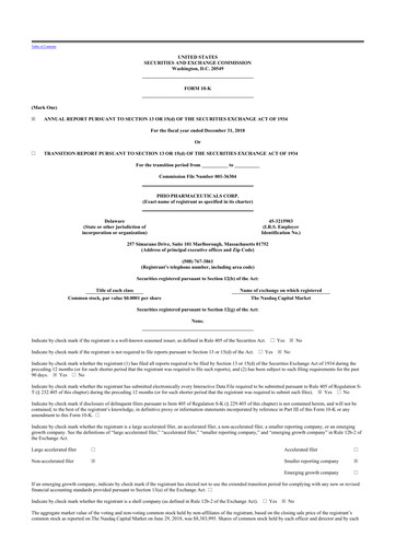 Thumbnail Phio Pharmaceuticals 10-K Annual Report 2018