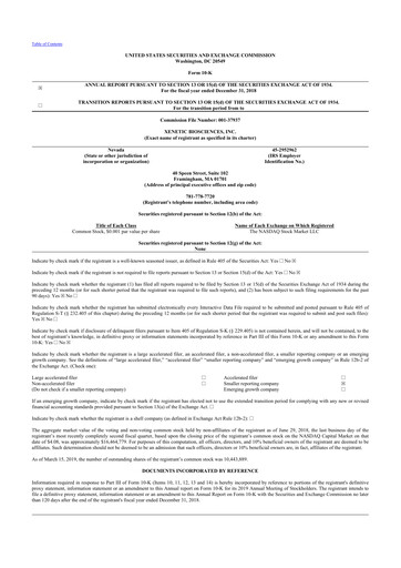 Thumbnail Xenetic Biosciences 10-K Annual Report 2018