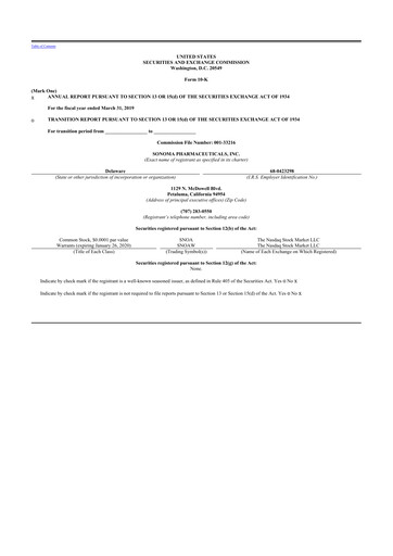 Thumbnail Sonoma Pharmaceuticals 10-K Annual Report 2019