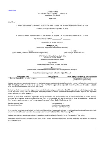 Thumbnail Paysign 10-Q Quarterly Report FY2019 