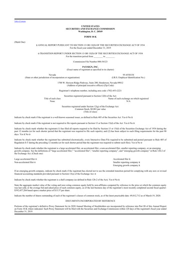 Thumbnail Paysign 10-K Annual Report 2019