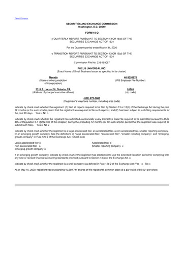 Thumbnail Focus Universal 10-Q Quarterly Report FY2020 