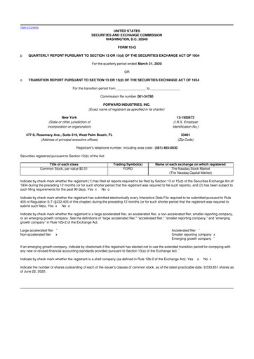 Vorschaubild Forward Industries 10-Q Quartalsbericht 2020 