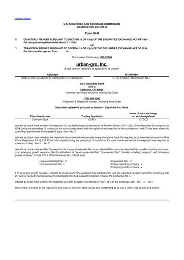 Thumbnail Urban-gro
 10-Q Quarterly Report FY2020 