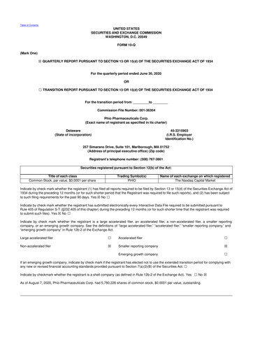 Thumbnail Phio Pharmaceuticals 10-Q Quarterly Report FY2020 