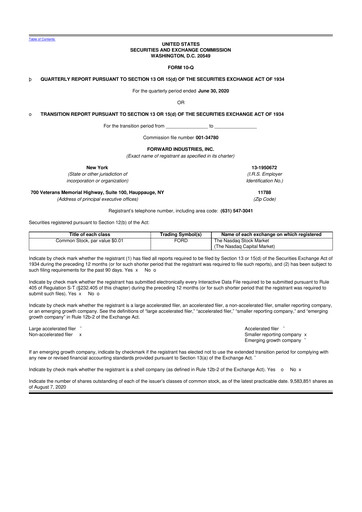 Vorschaubild Forward Industries 10-Q Quartalsbericht 2020 