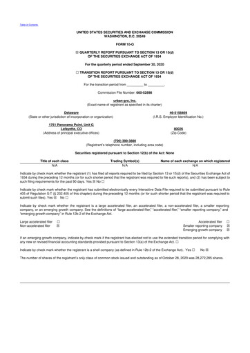 Thumbnail Urban-gro
 10-Q Quarterly Report FY2020 