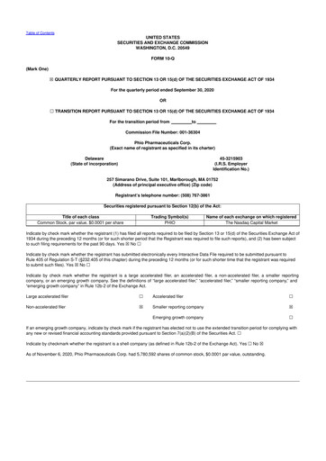 Thumbnail Phio Pharmaceuticals 10-Q Quarterly Report FY2020 