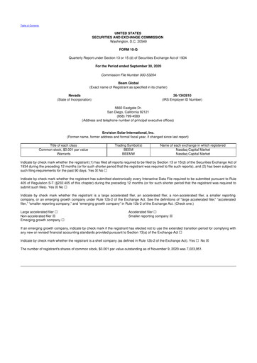 Thumbnail Beam Global 10-Q Quarterly Report FY2020 