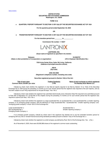 Thumbnail Lantronix 10-Q Quarterly Report FY2021 