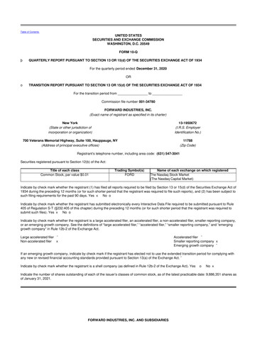 Vorschaubild Forward Industries 10-Q Quartalsbericht 2021 