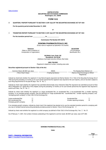 Thumbnail Sonoma Pharmaceuticals 10-Q Quarterly Report FY2021 