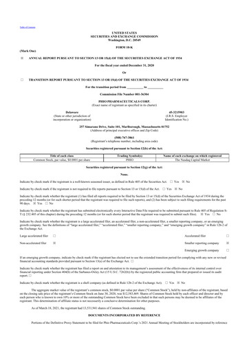 Thumbnail Phio Pharmaceuticals 10-K Annual Report 2020