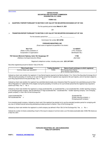 Vorschaubild Forward Industries 10-Q Quartalsbericht 2021 