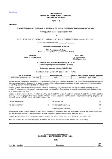Thumbnail Phio Pharmaceuticals 10-Q Quarterly Report FY2021 