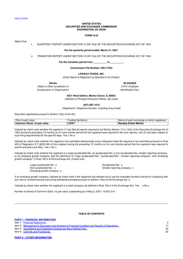 Thumbnail Lifeway Foods
 10-Q Quarterly Report FY2021 