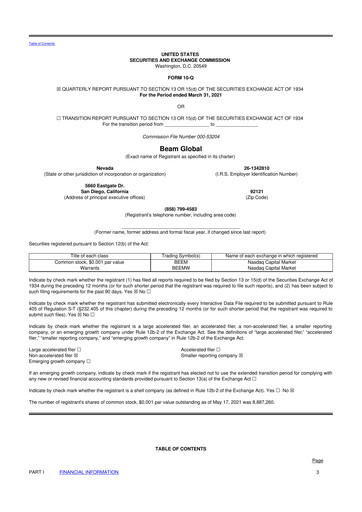 Thumbnail Beam Global 10-Q Quarterly Report FY2021 
