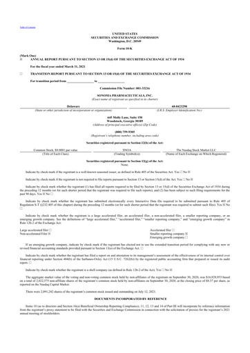 Thumbnail Sonoma Pharmaceuticals 10-K Annual Report 2021